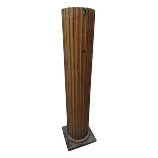 One-of-a-Kind Architectural Floor Lamp Crafted From Antique Fluted Oak Column For Sale