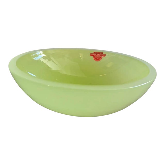 1960s MId-Century Modern Green Murano Glass Oval Bowl by Archimede Seguso For Sale