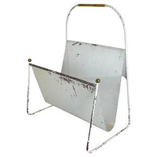 White Metal Hole Pattern Magazine Holder in the style of Carl Auböck, France, 1950s For Sale