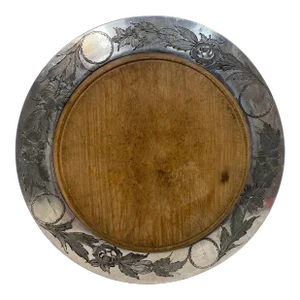 Antique John Round & Sons Wooden Bread Board With Silver Plate Serving Tray Made in England.