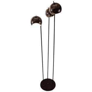 Chrome Ball Adjustable Floor Lamp With Black Base and Stems For Sale