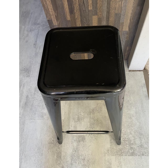 Vintage Industrial H75 Stackable Bar Stool in Black by Xavier Pauchard for Tolix, 1950s For Sale - Image 6 of 18