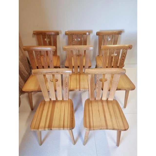 Scandinavian Modern Pine Chairs by Göran Malmvall for Karl Andersson & Söner, 1950s, Set of 8 For Sale - Image 8 of 9