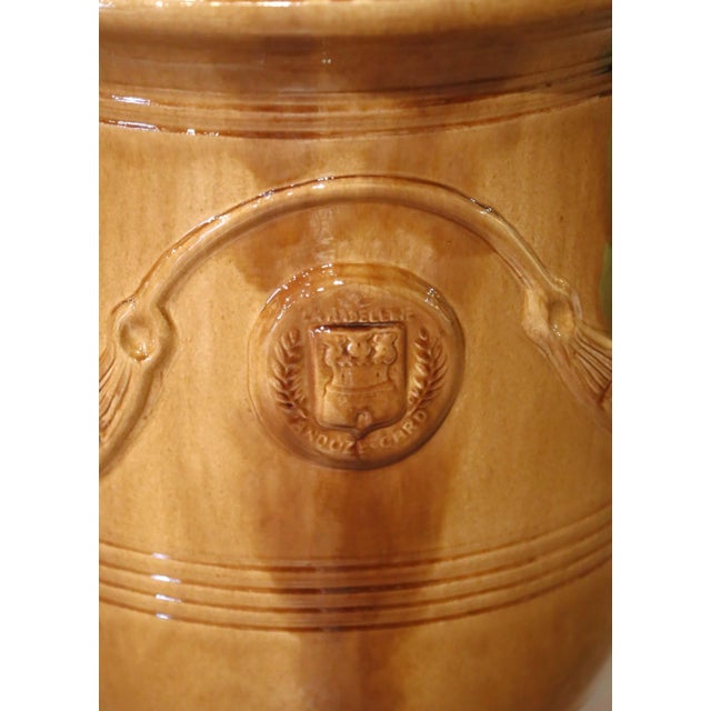 Pair of French Handmade Glazed Terracotta Anduze Planters by La Madeleine For Sale - Image 9 of 12