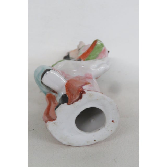 Pink Chinese Ceramic Figurine Man in Robes Hand Painted Pink Green Red Blue 5050b For Sale - Image 8 of 9