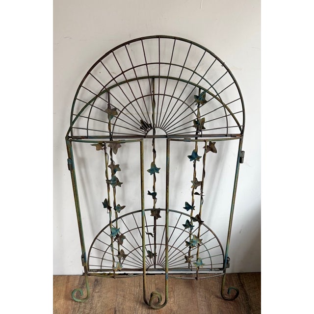 Early French Style Metal Garden Table With Trailing Ivy and Fan Shaped Shelves For Sale - Image 10 of 11