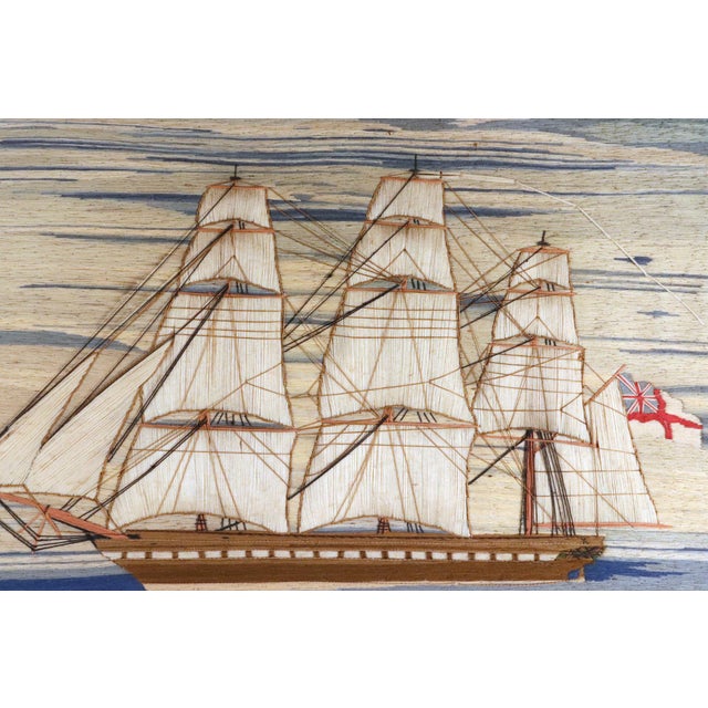 British Sailor's Woolwork of a Royal Navy White Fleet Frigate For Sale - Image 9 of 12