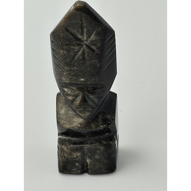 Stone Obsidian Mayan Aztec Inca Figure, 1980s For Sale - Image 7 of 7
