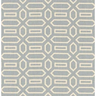 Sample- Schumacher X Veere Grenney Pavillion Fabric in Orpington Blue For Sale