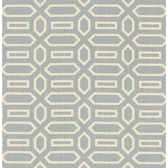 Sample- Schumacher X Veere Grenney Pavillion Fabric in Orpington Blue For Sale