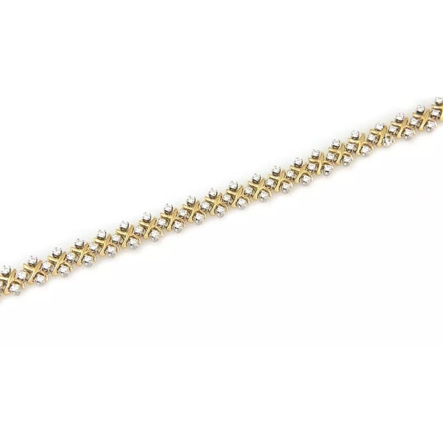 Tiffany and Co. Tiffany & Co. Schlumberger Diamond Bracelet 18k Gold Platinum X Link Style For Sale - Image 4 of 9