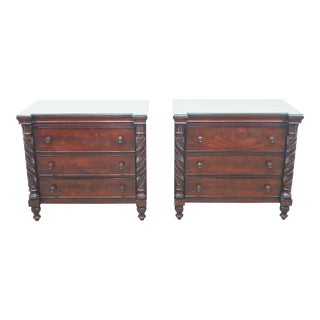 Pair Ralph Lauren Safari Mahogany Nightstands End Tables For Sale