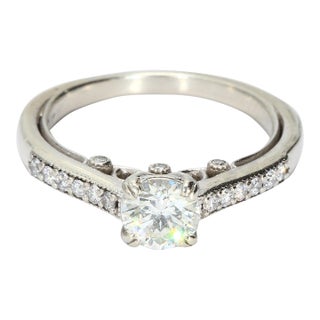14k White Gold Engagement Ring With 0.5ct Diamond Si1 G, Size 6 For Sale
