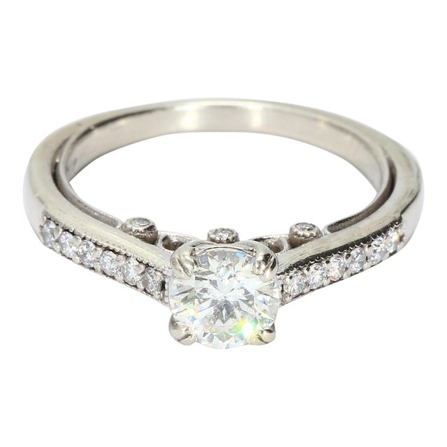 14k White Gold Engagement Ring With 0.5ct Diamond Si1 G, Size 6 For Sale