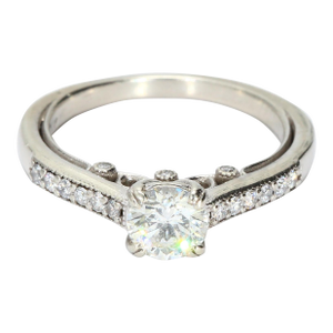 14k White Gold Engagement Ring With 0.5ct Diamond Si1 G, Size 6