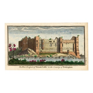 18th Century English Copperplate Architectural Engraving on Hand-Laid Paper, Recently Hand-Colored A For Sale