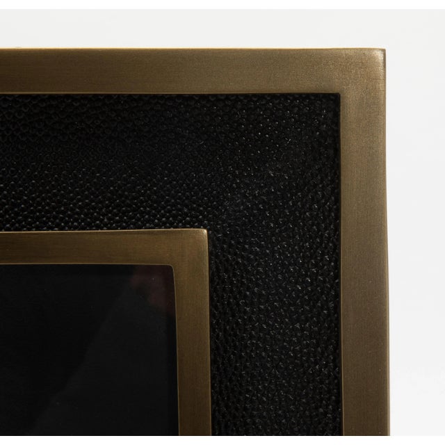 Picture Frame 8x10” in Black Shagreen With Brass Details by Kifu Paris For Sale - Image 9 of 12