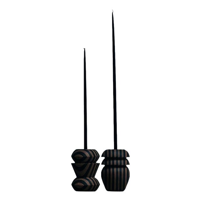 Matek Stria Candleholders in Recycled Composite by Project Materia, Set of 2 For Sale