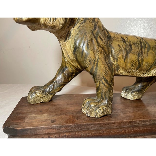 Large 1800's Antique Hand Carved Wood Japanese Tiger Meiji Sculpture Statue Art For Sale - Image 16 of 16