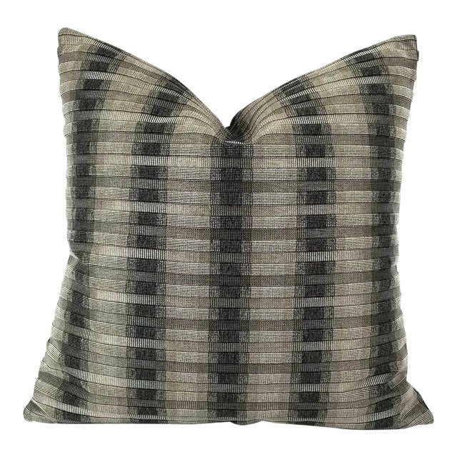 S. Harris Rocket Stripe in the Colorway Platinum Pillow Cover - 20" X 20" For Sale