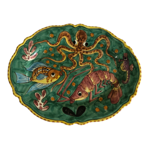 Vintage Mid Century Pascal Ravello Italian Hand Painted Lobster Seafood Platter