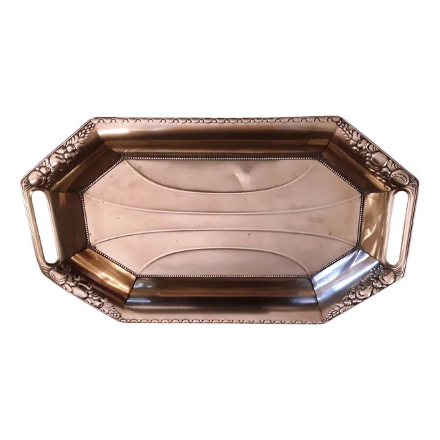 German Art Nouveau Proxy Shell Tray in Brass with Ostrich Brand from WMF, 1890s For Sale