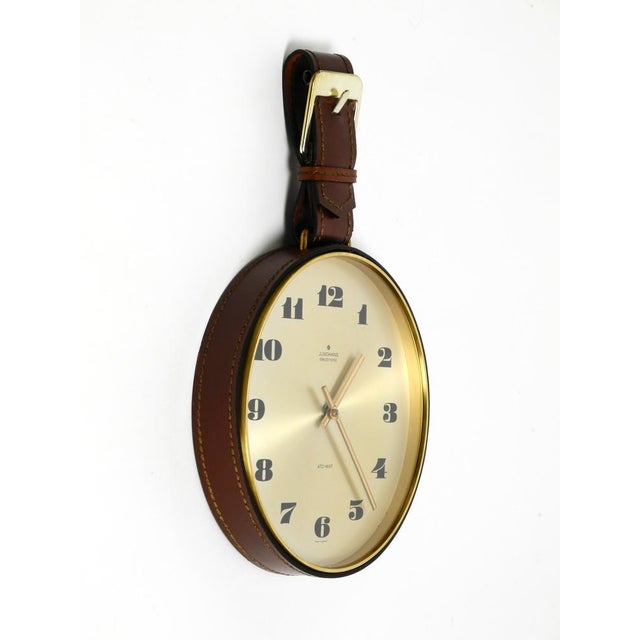 Junghans Brass Wall Clock with Leather Strap, 1960s For Sale - Image 18 of 18