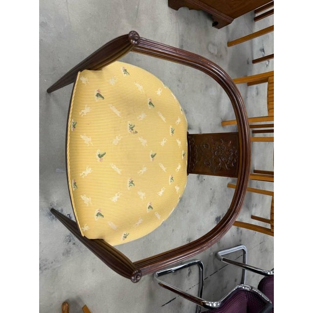 Early 20th century Art decor Lounge Chair Solid wood frame, fluted legs , curbed back with carved slat Sturdy and...