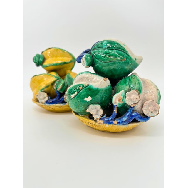 Chinese Ceramic Altar Fruit Qing Dynasty Chinese Pair For Sale - Image 3 of 12
