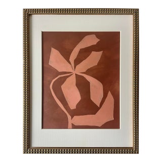 2026 "La Pernacchia" Contemporary Abstract Botanical Painting on Cotton Paper by Artist r.k. Red For Sale