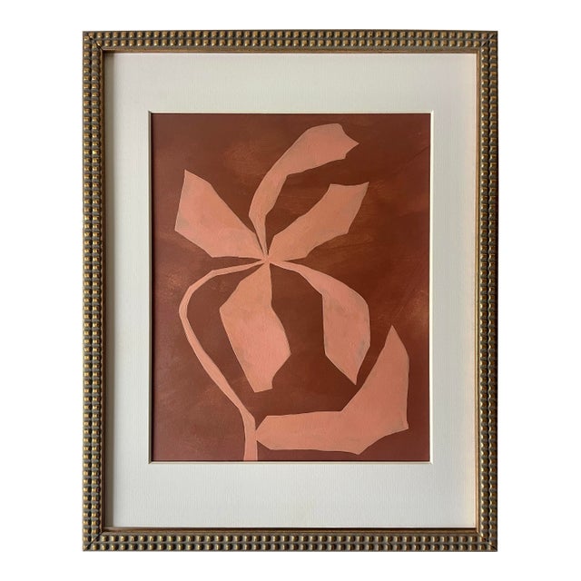 2026 "La Pernacchia" Contemporary Abstract Botanical Painting on Cotton Paper by Artist r.k. Red For Sale
