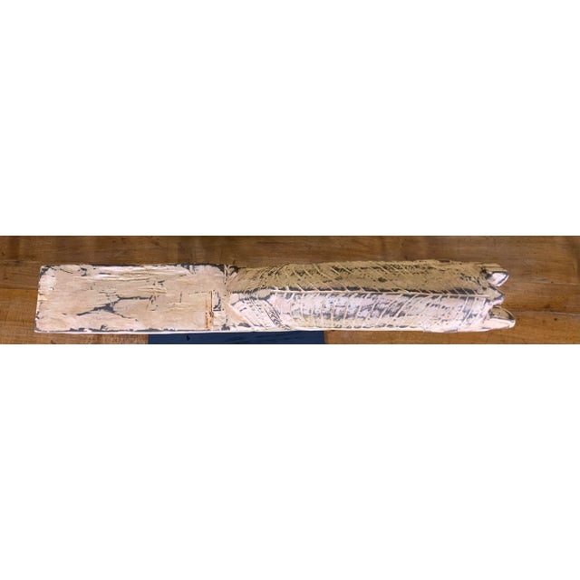 Intriguing horse sculpture made of hand carved solid wood, hand painted with beautiful rustic patina. Professionally...