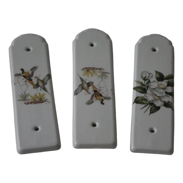 Porcelain Door Finger Plates, 1970s, Set of 3 For Sale