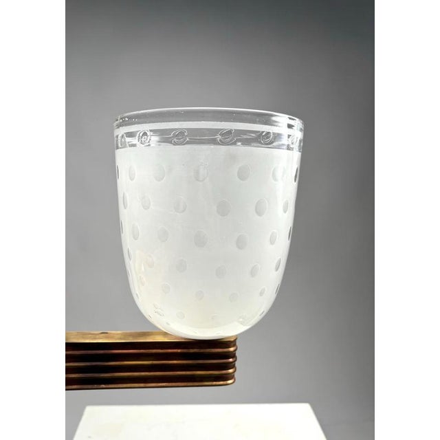 Important set of 4 monumental Art Deco wall lamps in blown glass and brass, in the style of Barovier, Italy, 1940s Up to...