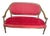 French Antique Louis XVI Style Settee 19th Century Custom Plush Red Velvet For Sale
