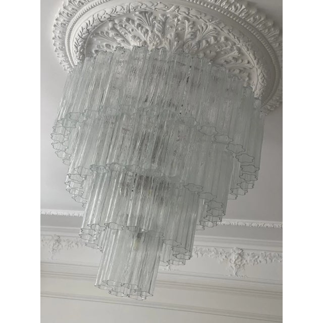 Large Mid-Century Murano Tubular Chandelier For Sale - Image 8 of 11