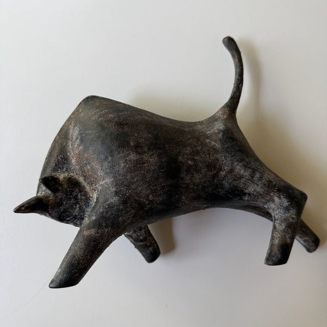 Mid-Century Modern Vintage Fighting Bull Cast Iron Sculpture by Miyazawa Kanae, 1960s For Sale - Image 3 of 9