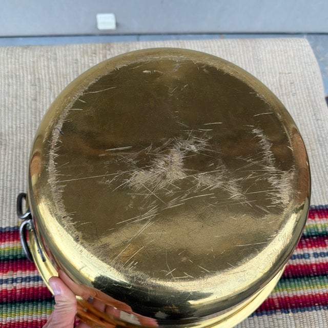 A Antique Brass Pan With Wrought Iron Handles, Circa 1860’s For Sale - Image 9 of 12