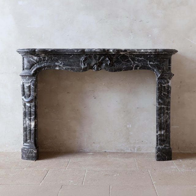 Antique French Louis XIV Style Fireplace in Gris des Pyrénées Marble For Sale - Image 15 of 15
