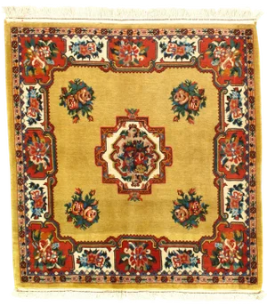 Persian Bakhtiari Hand-Knotted Rug- 4'3" X 4'5"