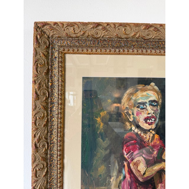 1970’s Antonia Eiriz Impressionist Abstract Woman Oil on Board Painting – Framed Under Glass For Sale In Miami - Image 6 of 12
