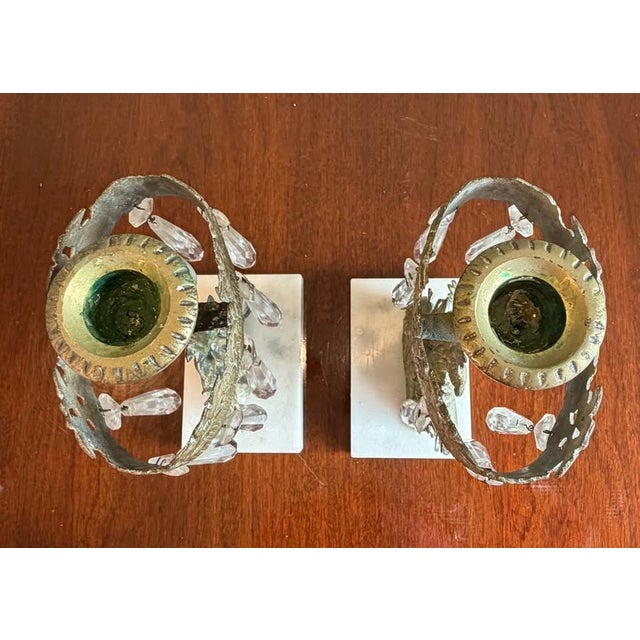 Mid 19th Century Antique Victorian Cornelius & Co. Gilt Mantel Lusters, Crystal Girandoles, Gold Figural Candlesticks Candelabra Marble 1800’s For Sale - Image 5 of 12