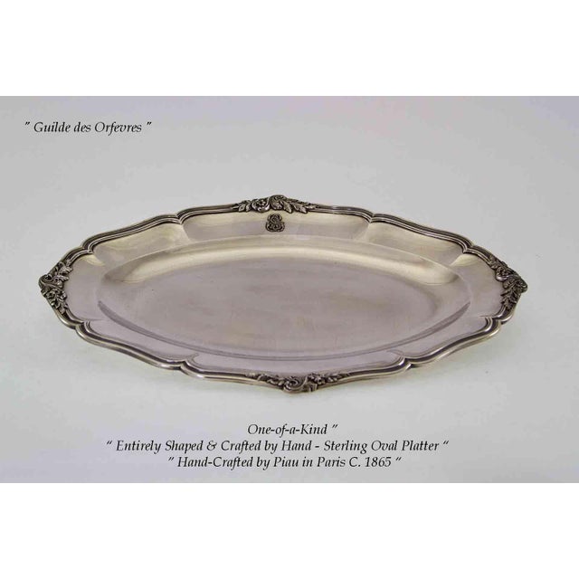French 1890 Antiques Sterling Oval Platter Contour by Piau, With Applied Initials S" For Sale - Image 3 of 12