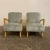 Wood Mid 20th Century Reupholstered Arm Chairs in Teal Velvet For Sale - Image 7 of 8