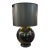 Black Ceramic Round Table Lamp With Custom Black Shade For Sale