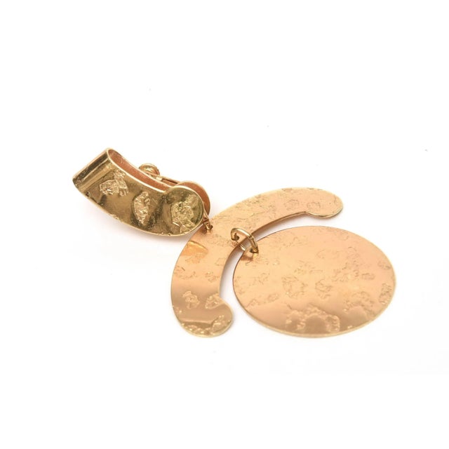 Gold Vintage Napier Gold Plated Clip on Sculptural Earrings 1960's 2 Pieces For Sale - Image 8 of 9