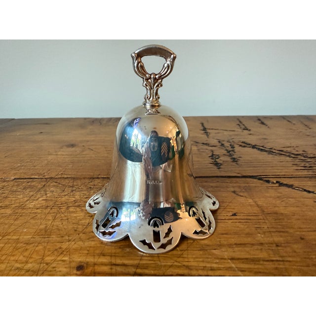 American Vintage Towle Silverplated Pierced Christmas Bell Ornament, 1995 For Sale - Image 3 of 7