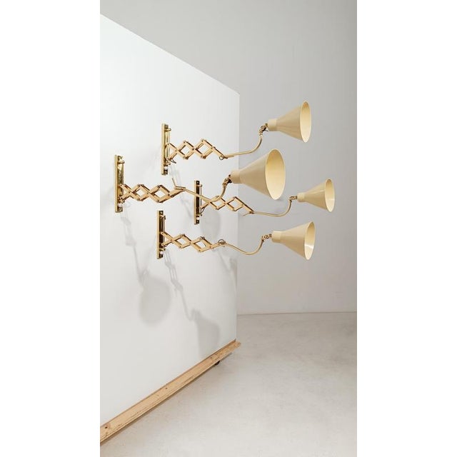 Vintage Italian Adjustable Wall Light in Brass and Creamy White Metal, 1950s For Sale - Image 4 of 18