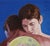 Contemporary Raven Moon by John Tarantola | Oil Painting of two men embracing with a moon and raven For Sale - Image 3 of 4