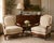 A rare and gorgeous pair of French Provincial Louis XV-style upholstered lounge chairs, crafted by Baker Furniture in the...